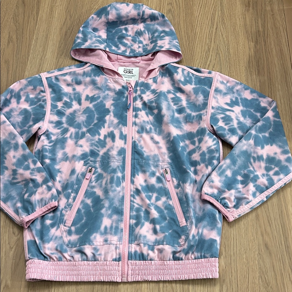 Athleta Girl Happy Go‎ Lucky Jacket in Pink Tie Dye 8/10 k7121